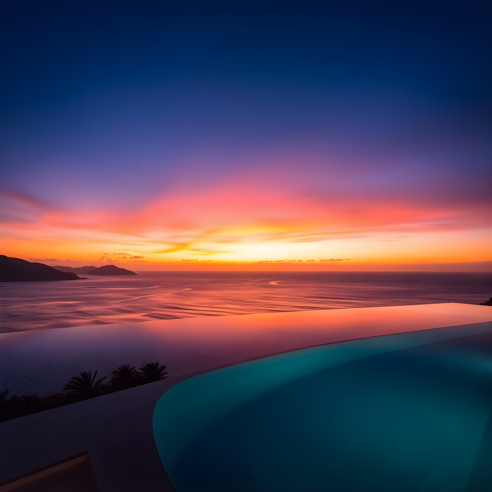 Luxury coastal resort landscape